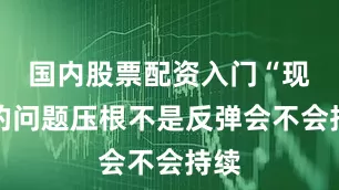 国内股票配资入门“现在的问题压根不是反弹会不会持续